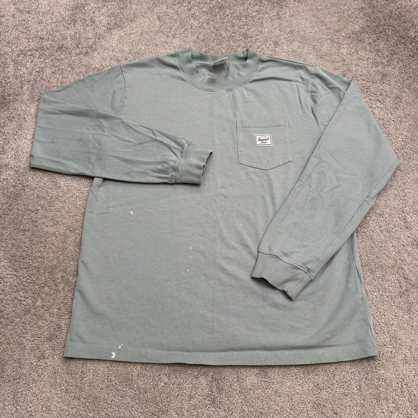 Herschel Supply Co Long Sleeve T-Shirt Mens Medium Blue Crew Cotton Pocket Tee